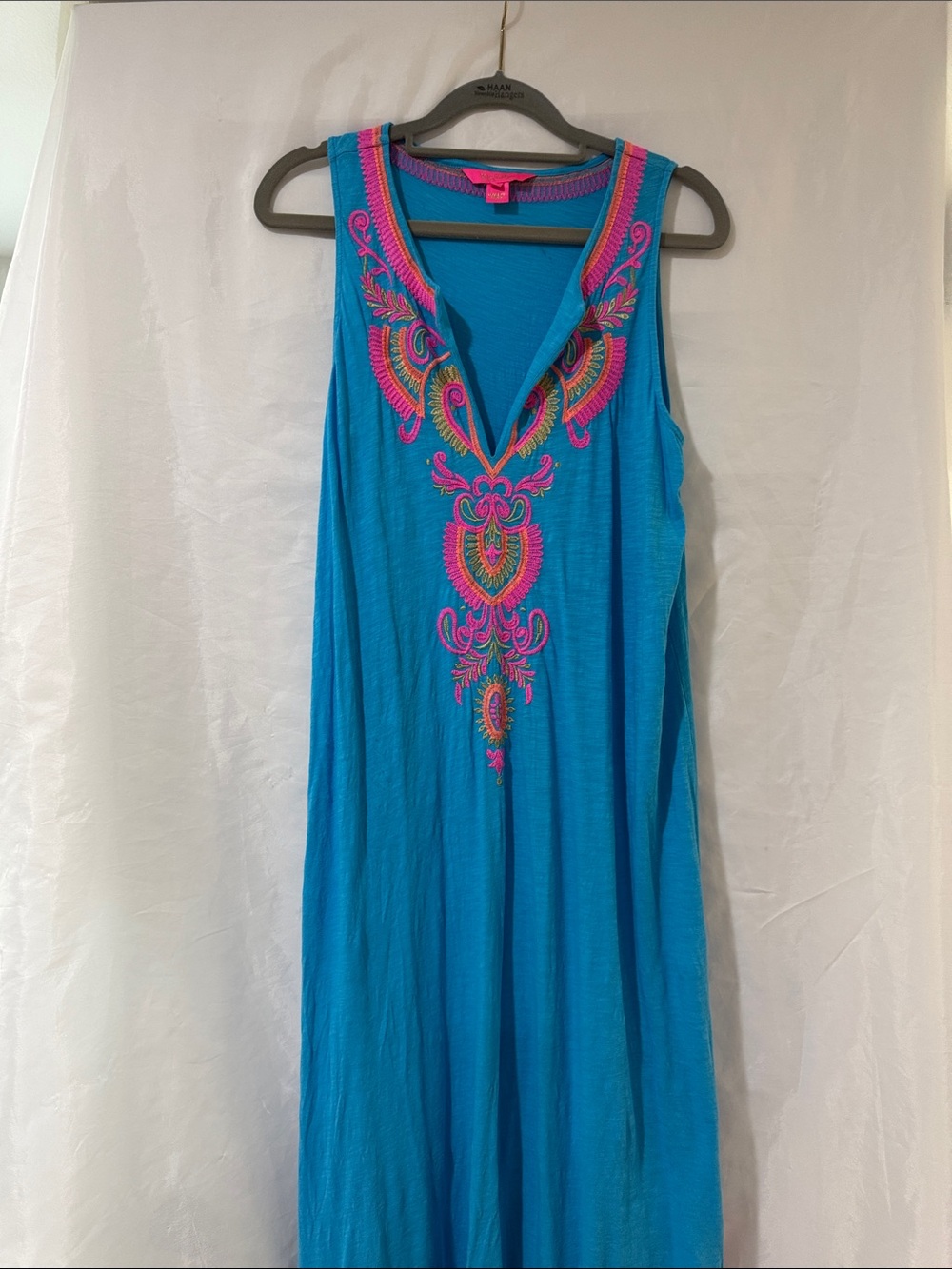Lilly Pulitzer Small Nokia Turquoise Sleeveless Maxi Dress Cover Up